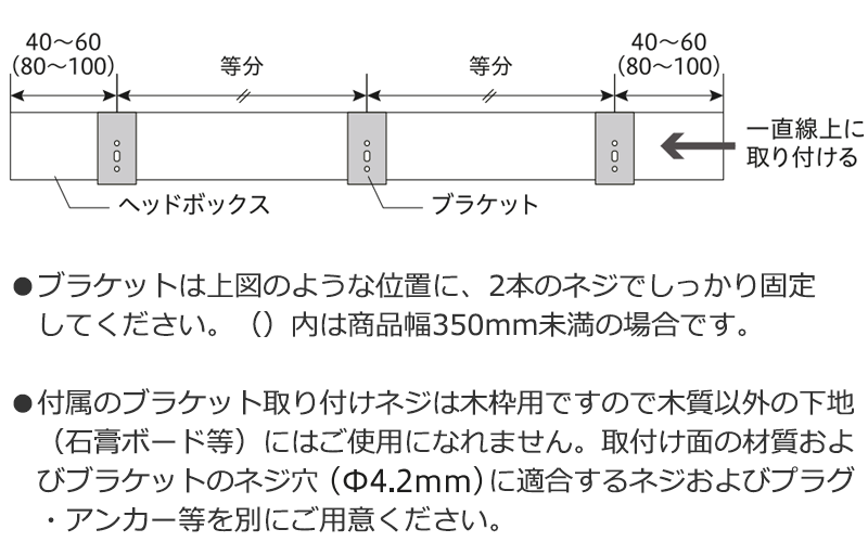ブラケットを均等に取付け