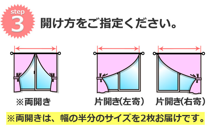 カーテンの開け方をご指定ください